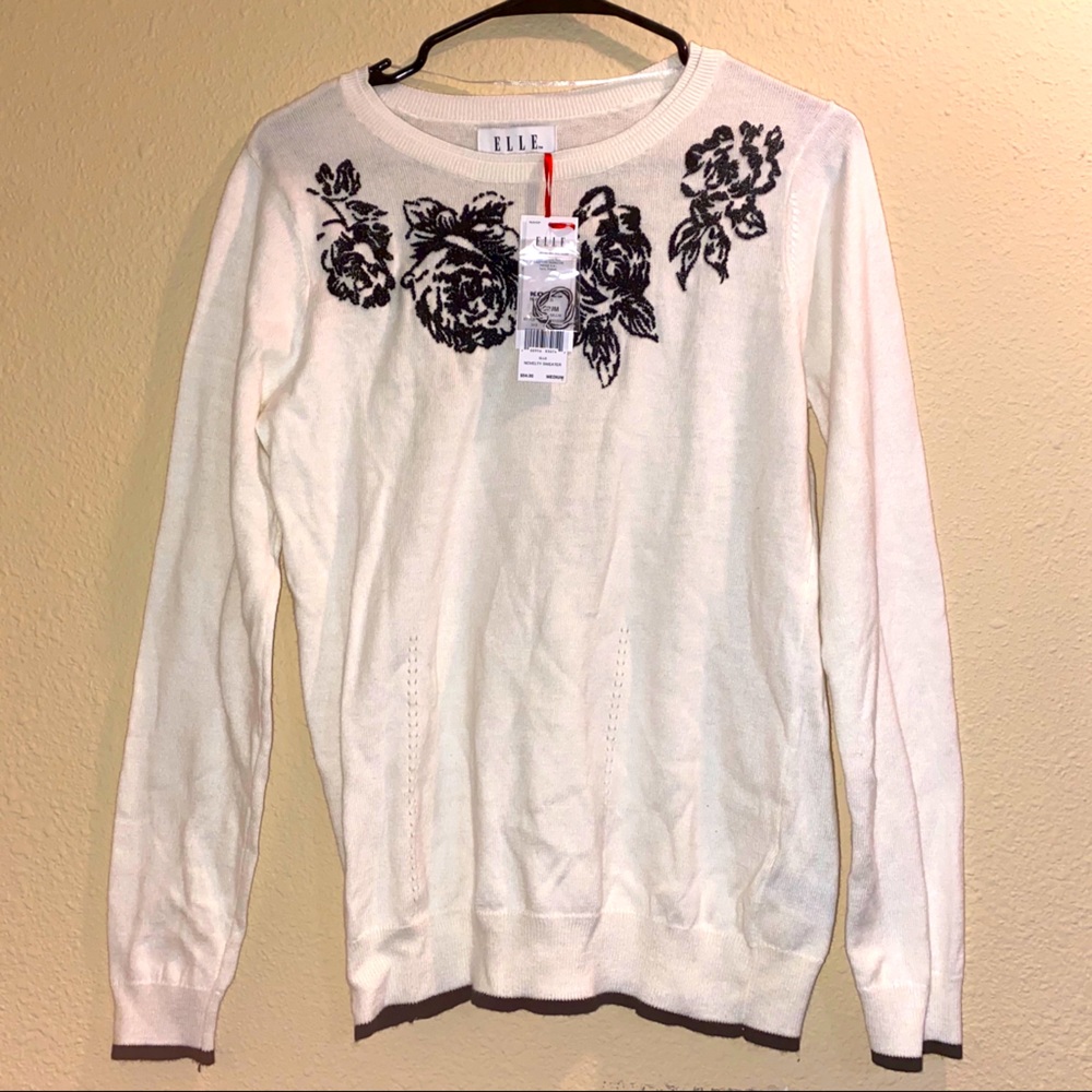 Elle beaded sweater NWT size medium white black